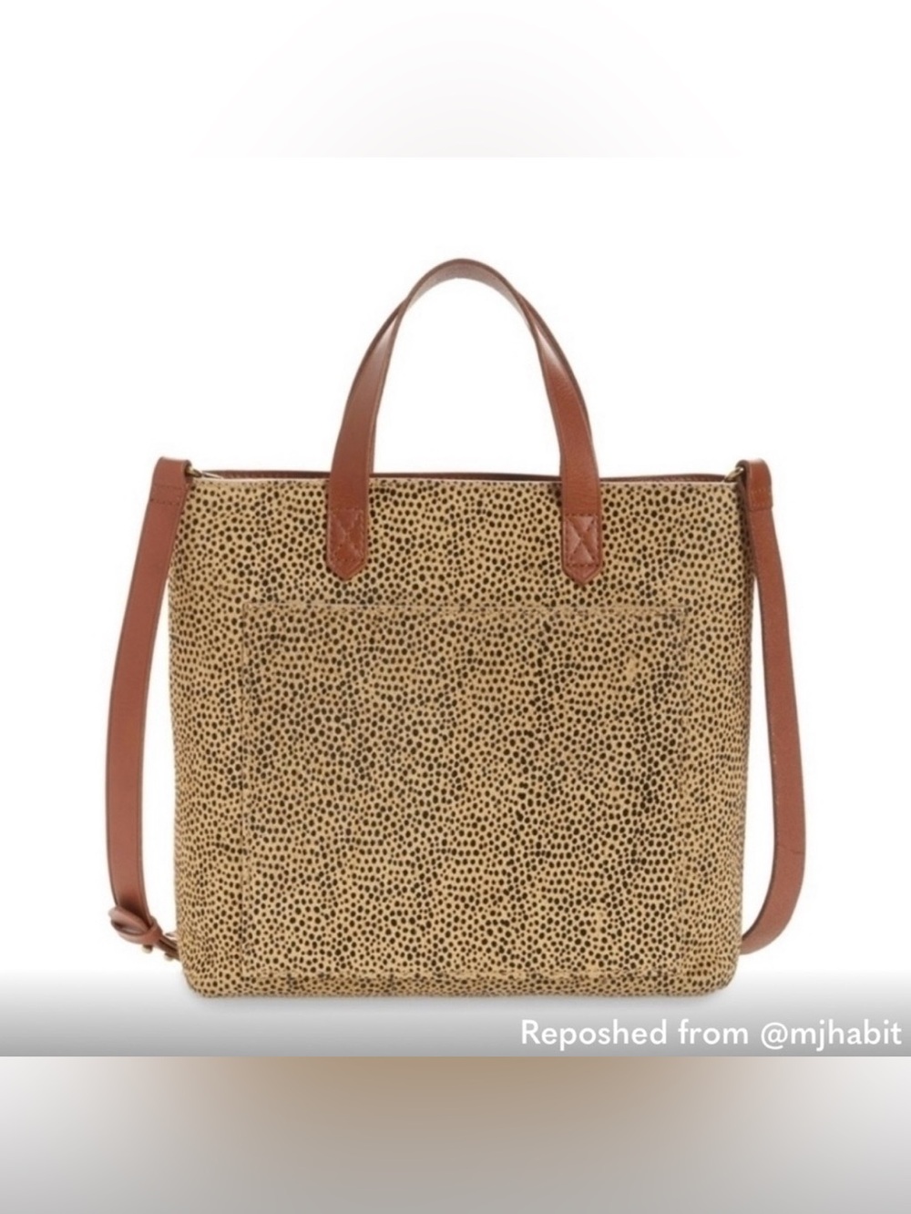 MADEWELL THE ZIP-TOP TRANSPORT CROSSBODY BAG IN SPOTTED CALF HAIR.